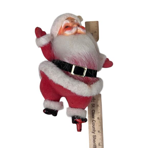 Retro Flocked Dancing Santa Figure Vintage Santa Christmas Decor - Picture 6 of 6